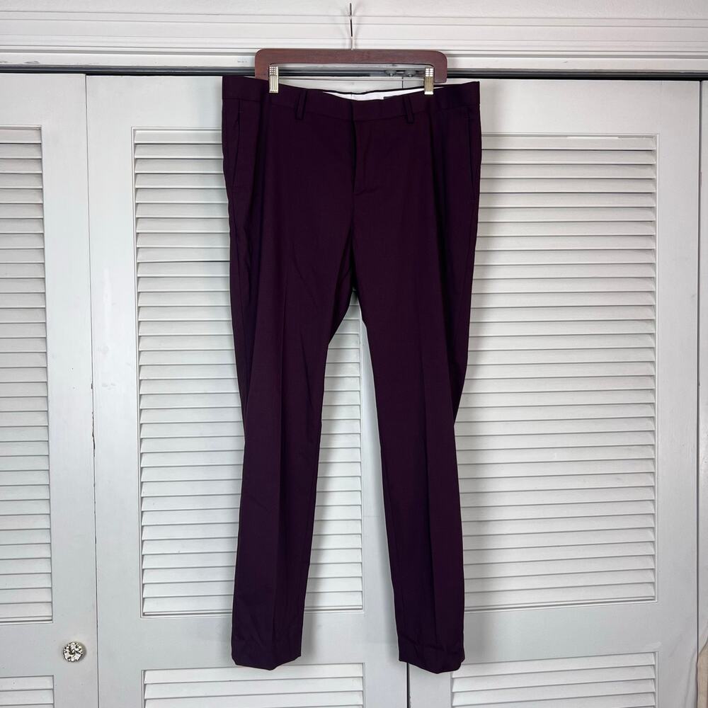 H&M Burgundy Skinny Fit Stretch Dress‎ Pants Mens 40 Regular